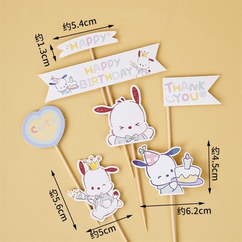 Set 7 que cắm HPBD hình chó Pancha xinh xắn (QCG)