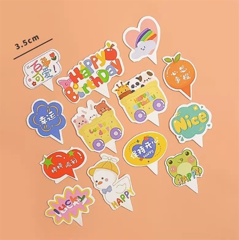 Set tag cắm HPBD + Happy + Lucky + xe chở thú (QCG) (1 set)