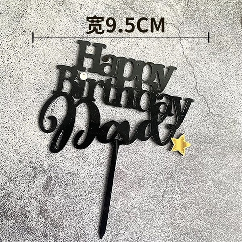 Topper mica HPBD Dad đen + sao vàng