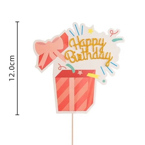 Que cắm HPBD hộp quà đỏ