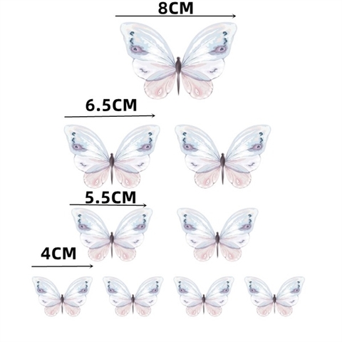 Set que cắm sắt 9 con bướm màu tím mix hồng nhạt
