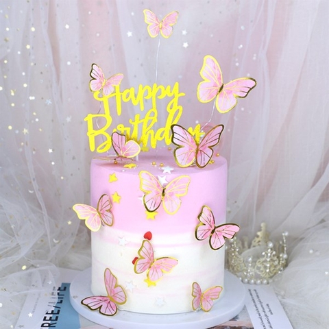 Set 11 que cắm bướm hồng