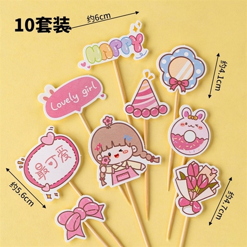 10 Set que cắm bé gái Lovely girl + mũ SN hồng (CD)