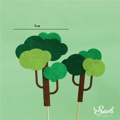 Set 2 cây xốp cổ thụ màu xanh