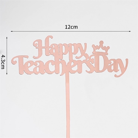 Que topper mica Happy Teacher's Day màu hồng (GV)