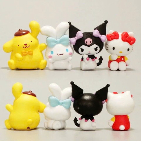 Set trang trí mô hình 4 nhân vật Sanrio nhựa đặc (Kuromi+Kitty)