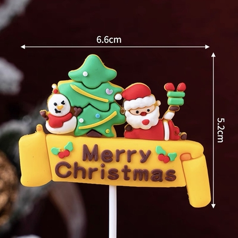 Trang trí slc GS ông già Noel + biển Merry Christmas vàng #6004