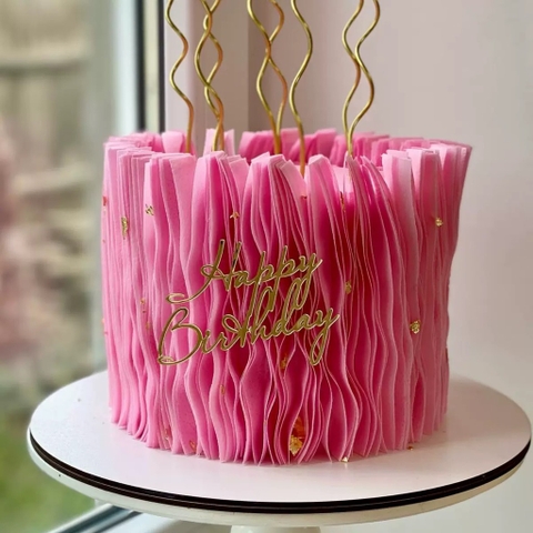 Topper mica mẫu mới chữ HPBD vàng mẫu 65