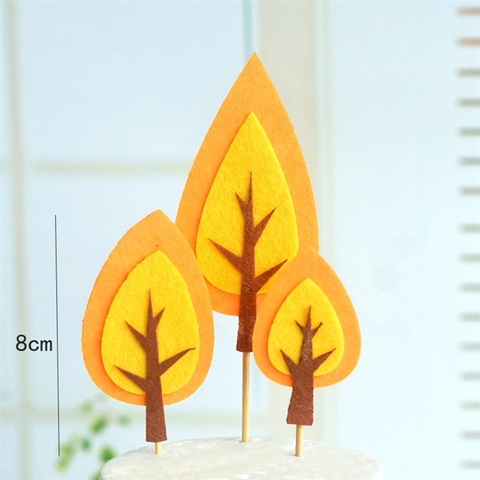 Set 3 que xốp cây lá vàng chóp nhọn