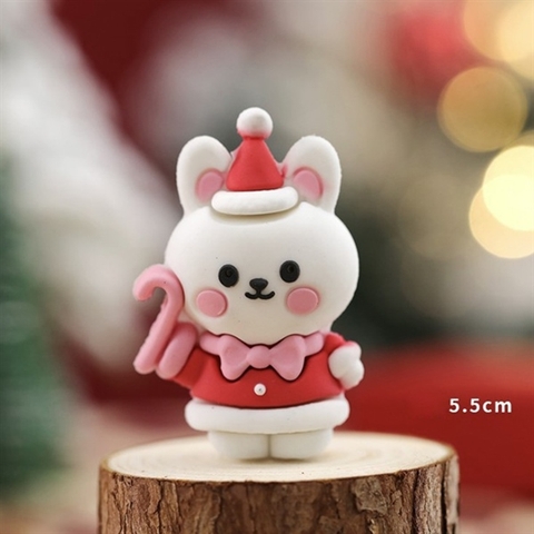 Trang trí slc GS thỏ trắng mặc áo đi chơi Noel