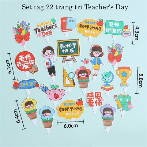 Set tag 22 trang trí ngày nhà giáo Teacher's Day (GV)