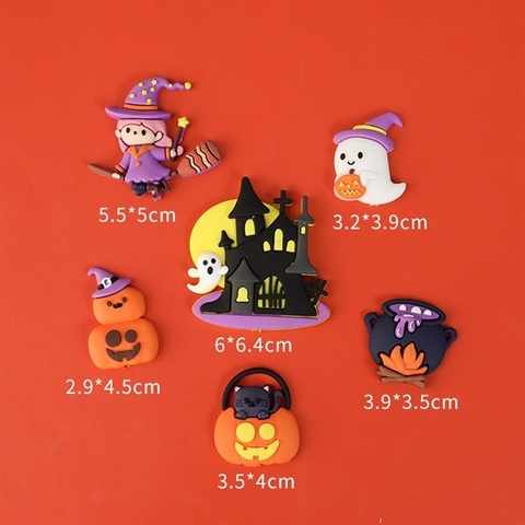 Set trang trí silicon Halloween 6 món lâu đài đen + phù thủy tím