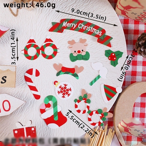 Set 55 que cắm GS kẹo chữ J xanh đỏ + mũ Noel 2024
