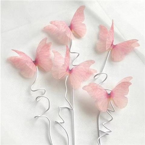 Set que sắt 5 con bướm voan màu hồng nhạt