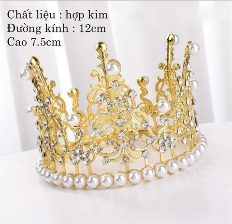 Trang trí vương miện ngọc trai vàng cao cấp (sz to)