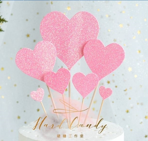 Que cắm tim nhũ to nhỏ hồng