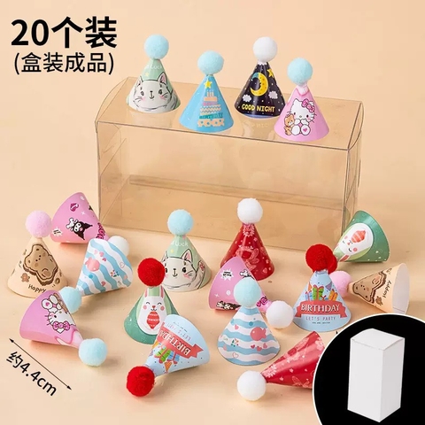 Set 20 mũ sinh nhật mini phong cách hoạt hình dễ thương mẫu 1