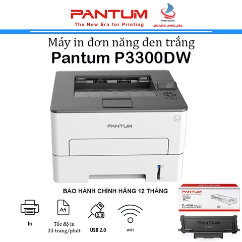 Máy in đơn năng Pantum P3300DW (In đảo mặt/A4/A5/USB/Lan/Wifi)