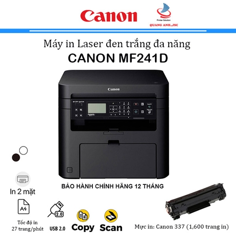 Máy In Laser Đa Năng MF241D ( In 2 mặt/ Copy/ Scan/ USB/ Màn LCD/ A4-A5 ) Bảo Hành 12 Tháng