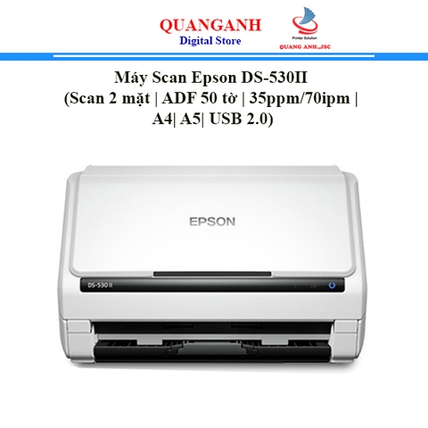 Máy scan Epson DS-530II (Scan 2 mặt | 35ppm/70ipm | ADF 50 tờ | A4 | A5 | USB 3.0)