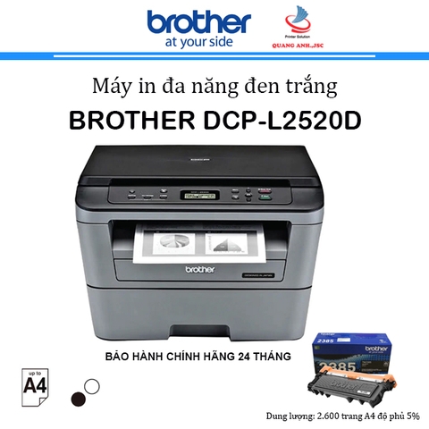 Máy in laser đen trắng Brother DCP-L2520D (A4/A5/ In/ Copy/ Scan/ Đảo mặt/ USB)