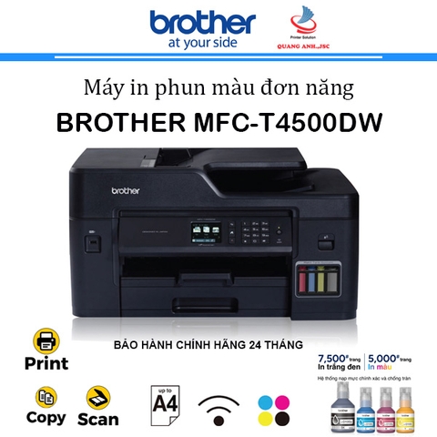 Máy in phun màu đa năng Brother MFC-T4500DW A3 (In 2 mặt, Scan ADF 1 mặt, Fax, A3 USB, LAN, WIFI)