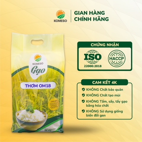 [COMBO 10kg] 02 túi gạo OM18 KOMESO ngọt thơm (túi 05 kg)