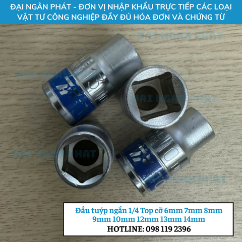 Đầu tuýp ngắn 1/4 Top cỡ 6mm 7mm 8mm 9mm 10mm 12mm 13mm 14mm