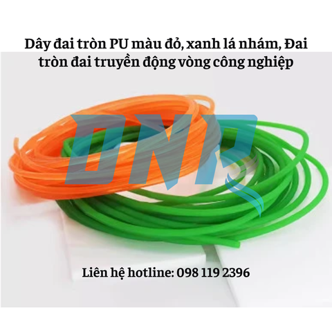 Dây đai tròn PU màu đỏ, xanh lá nhám, Đai tròn đai truyền động vòng công nghiệp