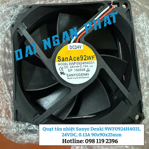 Quạt tản nhiệt Sanyo Denki 9WF0924H4031, 24VDC, 0.13A 90x90x25mm
