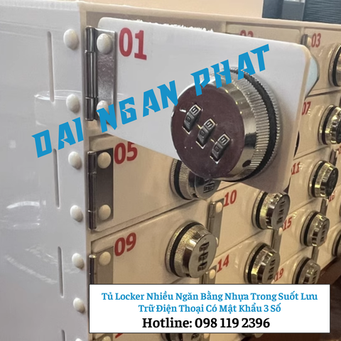 Tủ Locker 30 40 50 Ngăn Nhựa Trong Suốt Lưu Trữ Điện Thoại Có Mật Khẩu 3 Số