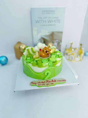 Bánh Sinh Nhật Rau Câu Bé Heo - Tông Xanh Lá