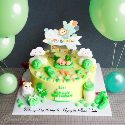 Rau Câu Đầy Tháng tông xanh lá - Thôi Nôi - Mẫu Cô Ngân - Tiệm giao 95-99%