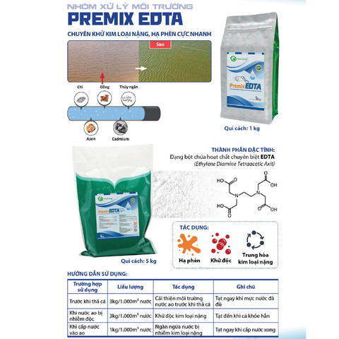 PREMIX EDTA - Chuyên khử kim loại nặng, hạ phèn cực nhanh