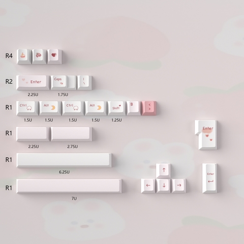 [In Stock] Keycap Cherry Mintcaps Trái tim hồng PBT Dyesub