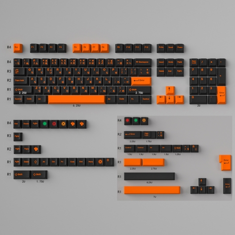 Keycap Cherry Mintcaps Minimalist Black Orange PBT Dyesub - Japanese