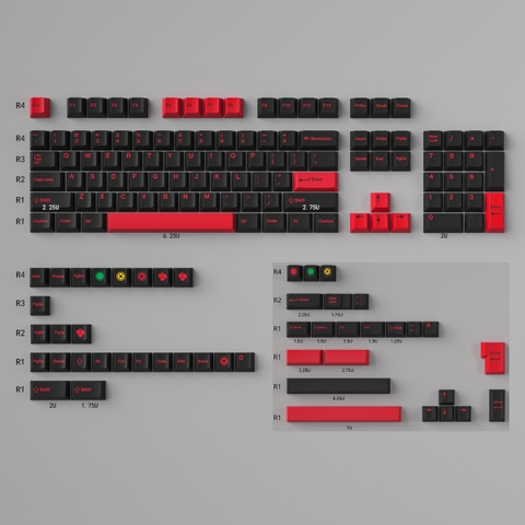Keycap Cherry Mintcaps Minimalist Black Red PBT Dyesub