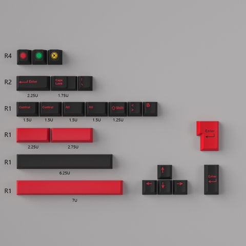 Keycap Cherry Mintcaps Minimalist Black Red PBT Dyesub