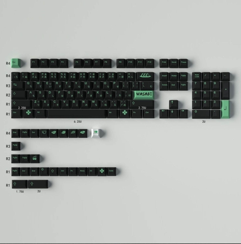 [In Stock] Keycap Cherry Wasabi PBT Dyesub Xuyên Led