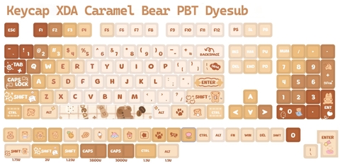 [In-stock] Keycap XDA Caramel Bear PBT Dyesub