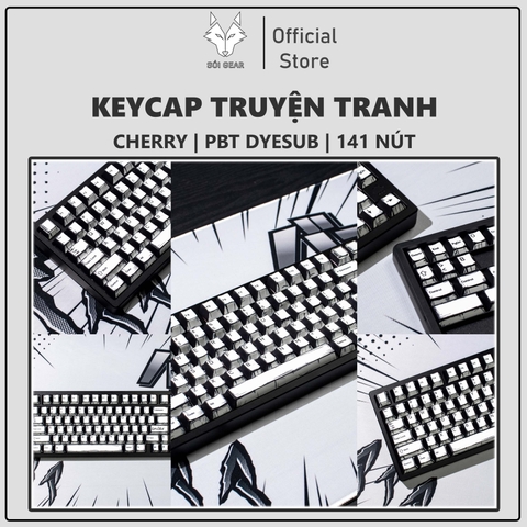 [In Stock] Keycap Cherry Mintcaps Truyện tranh PBT Dyesub - Trắng