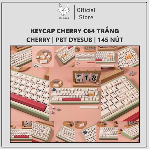 Keycap Cherry C64 trắng PBT dyesub