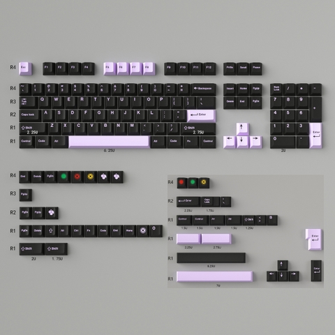 Keycap Cherry Mintcaps Minimalist Black Purple PBT Dyesub