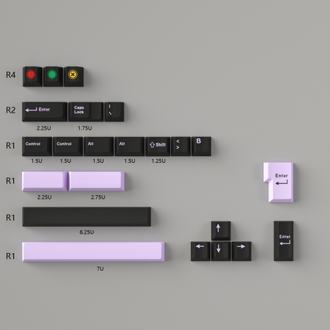 Keycap Cherry Mintcaps Minimalist Black Purple PBT Dyesub