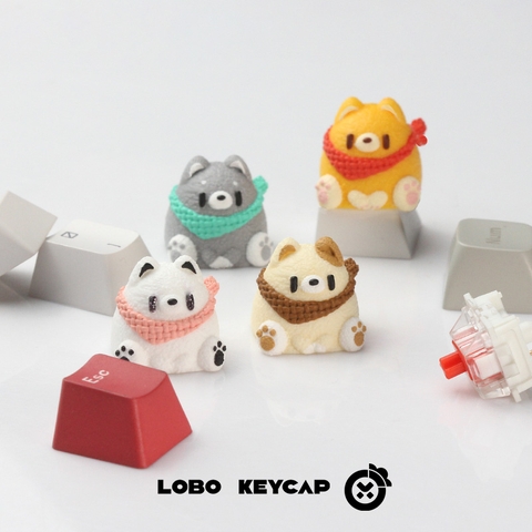 Keycap Lobo Artisan Gấu đeo khăn