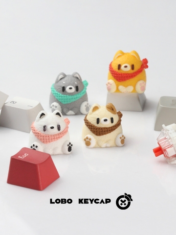 Keycap Lobo Artisan Gấu đeo khăn