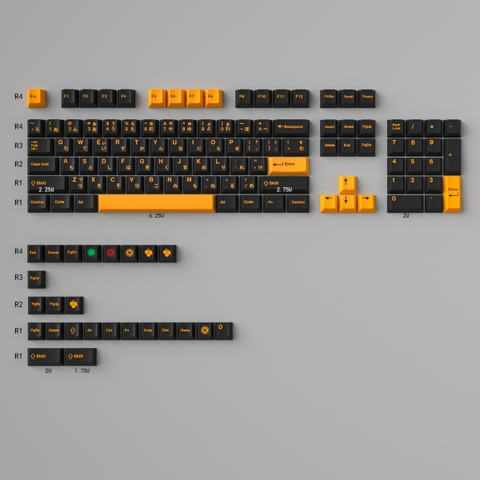 Keycap Cherry Mintcaps Minimalist Black Yellow PBT Dyesub - Japanese