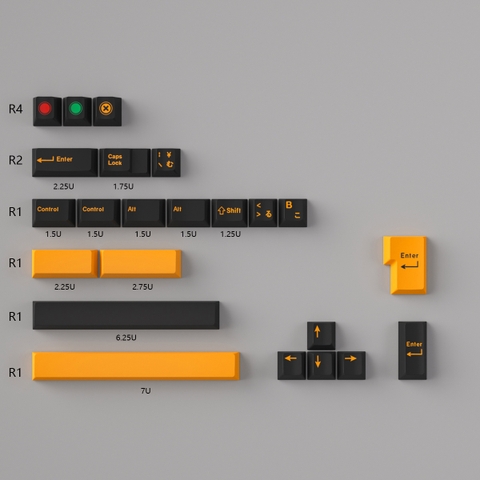 Keycap Cherry Mintcaps Minimalist Black Yellow PBT Dyesub - Japanese