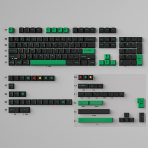 [In Stock] Keycap Cherry Mintcaps Minimalist Black Green PBT Dyesub