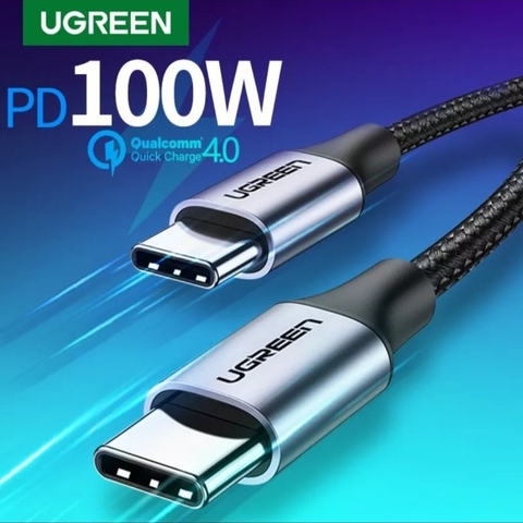 Cáp USB Type C sạc 100w 5A QC3.0 Ugreen US136 dây bọc dù đầu nhôm